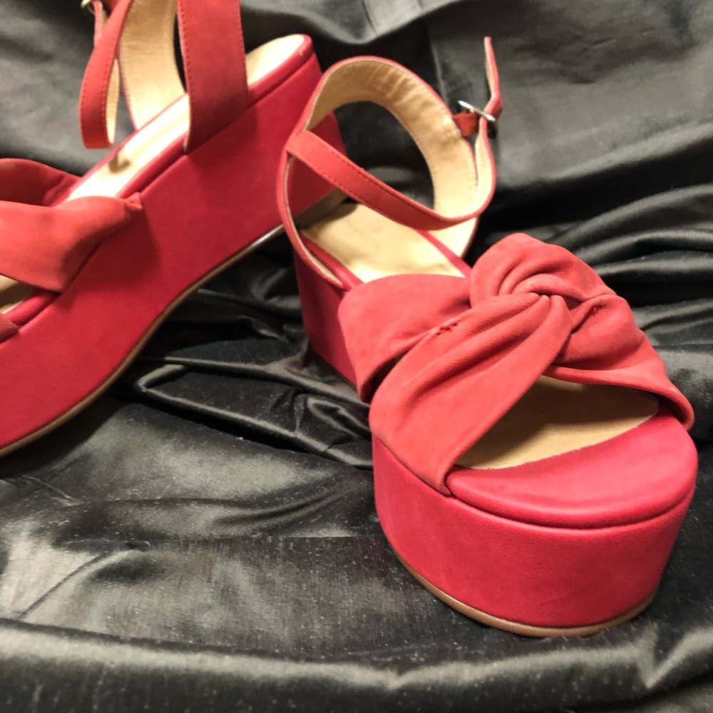 Red Wedge Sandals